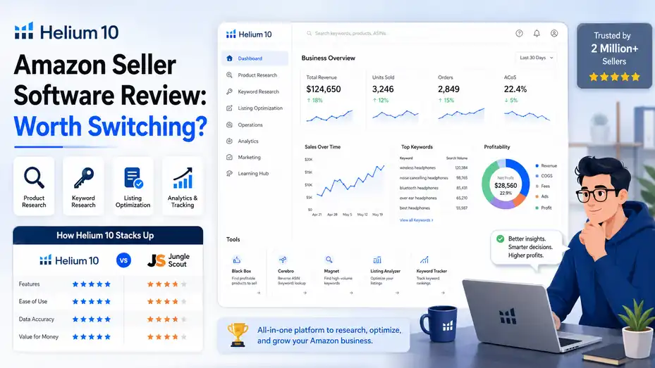 An informative illustration about Helium 10 Amazon Seller Software Review: Worth Switching?