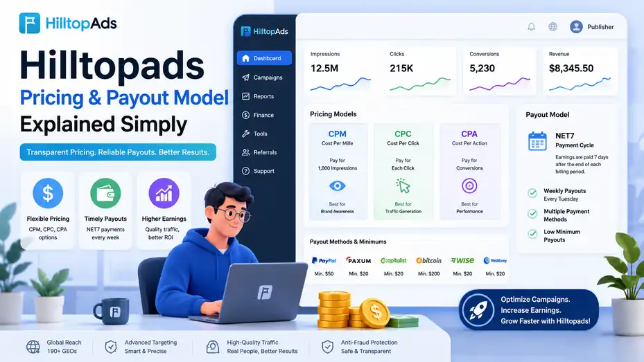 An informative illustration about Hilltopads Pricing And Payout Model Explained Simply
