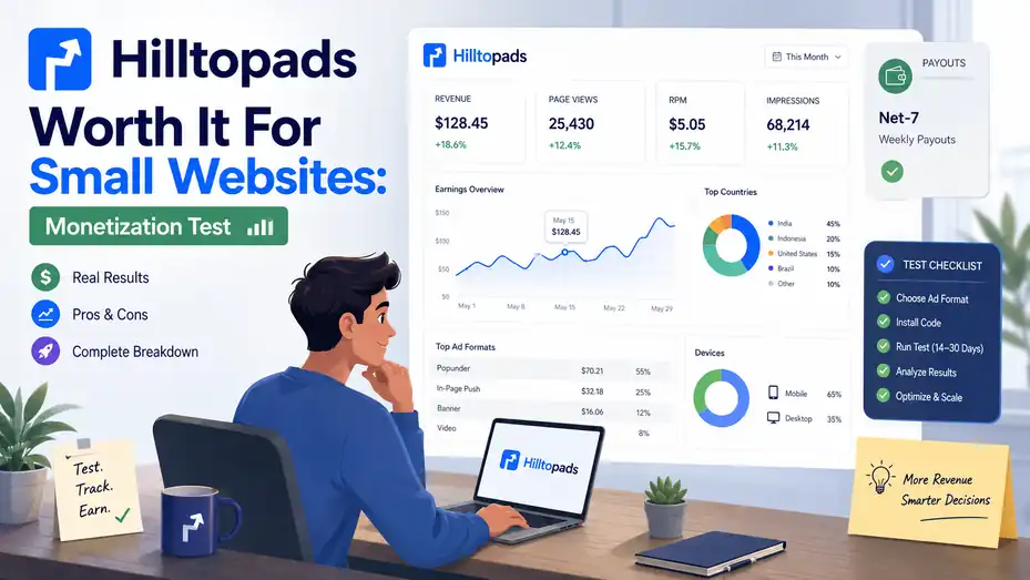 An informative illustration about Hilltopads Worth It For Small Websites: Monetization Test