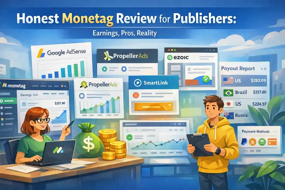 An informative illustration about Honest Monetag Review For Publishers: Earnings, Pros, Reality