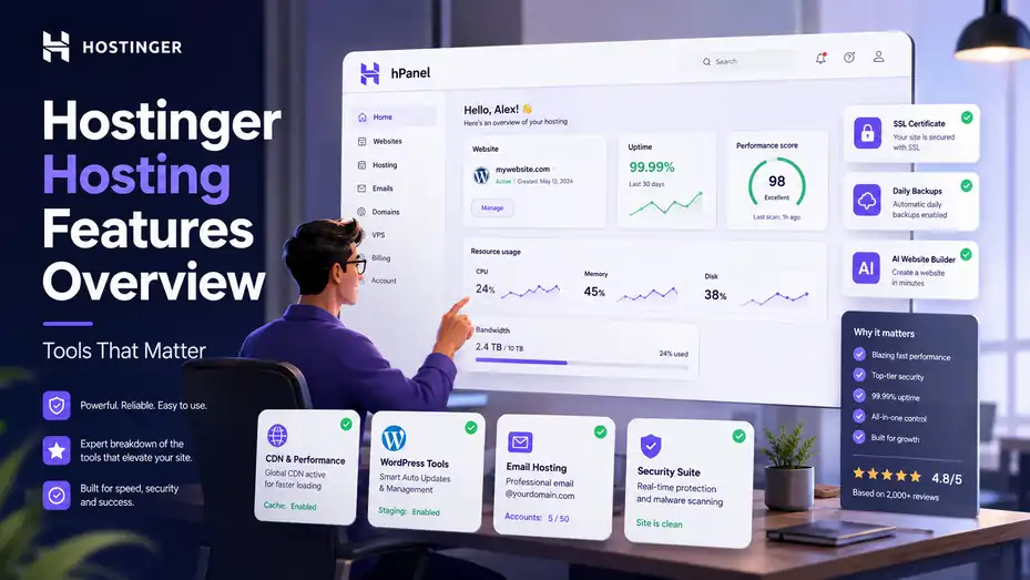 An informative illustration about Hostinger Hosting Features Overview: Tools That Matter