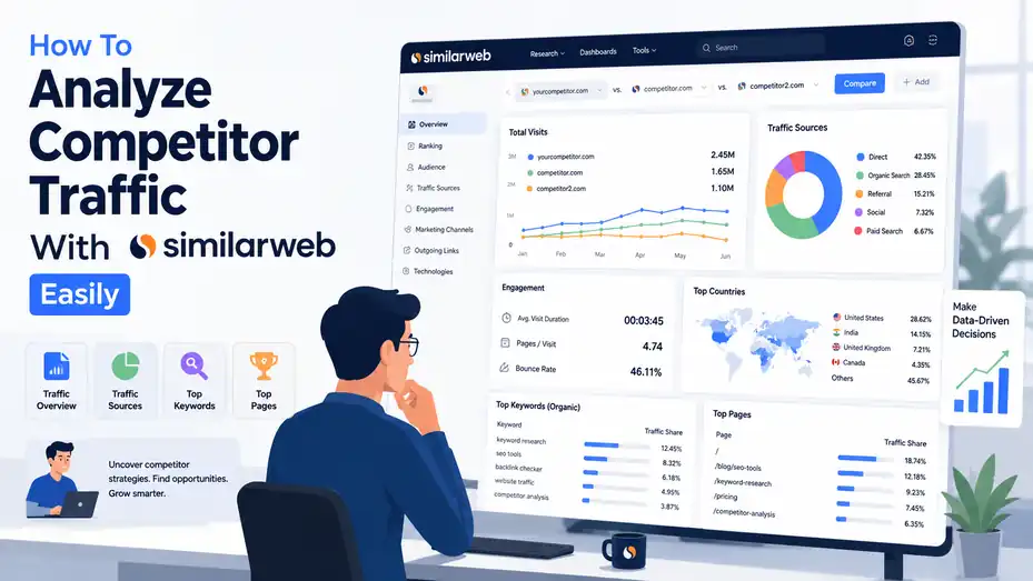 An informative illustration about How To Analyze Competitor Traffic With SimilarWeb Easily