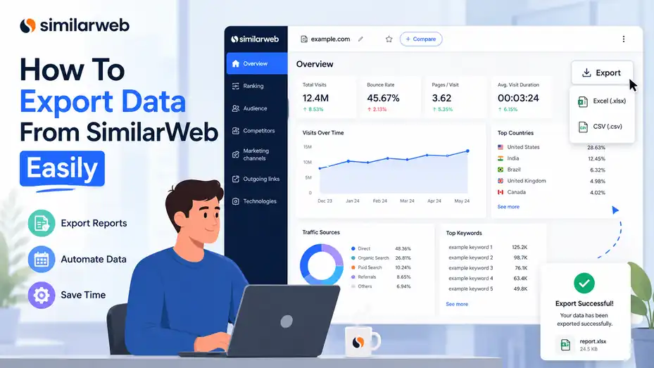 An informative illustration about How To Export Data From SimilarWeb Easily