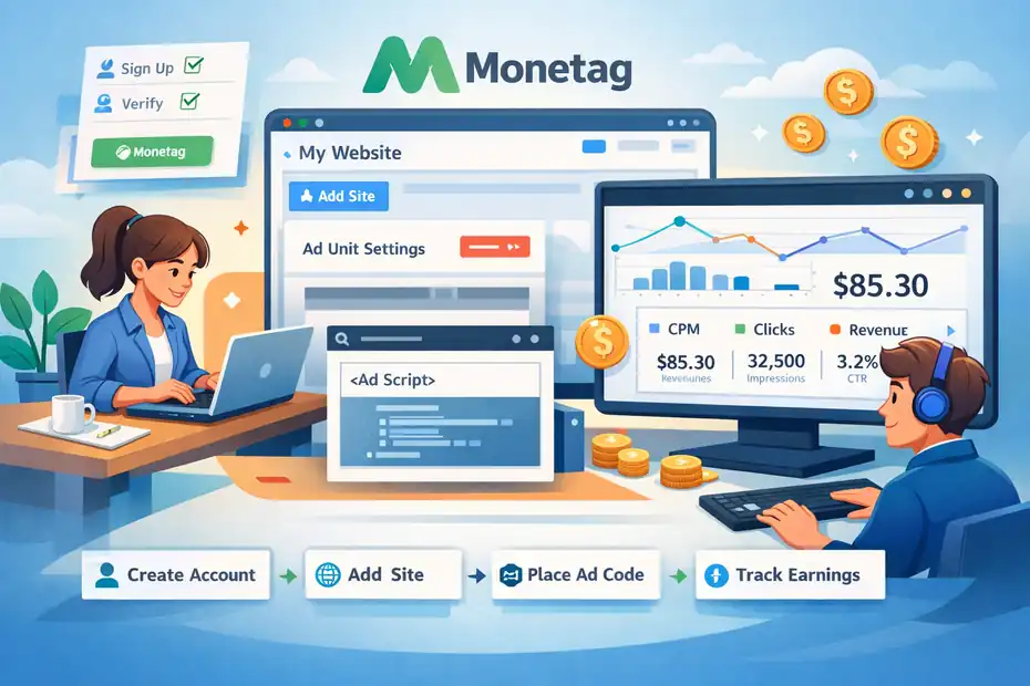 An informative illustration about How To Set Up Monetag Ads On Website And Start Earning