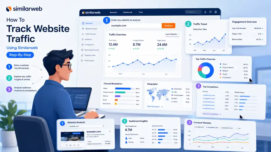 An informative illustration about How To Track Website Traffic Using SimilarWeb Step-By-Step