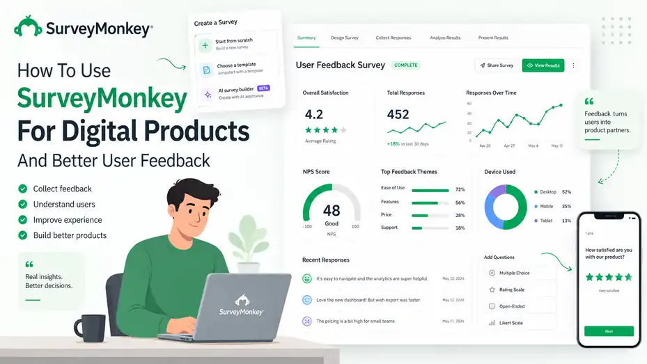 An informative illustration about How To Use SurveyMonkey For Digital Products And Better User Feedback