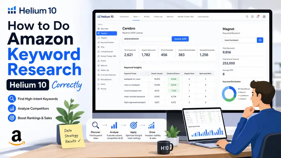 An informative illustration about How to Do Amazon Keyword Research Helium 10 Correctly