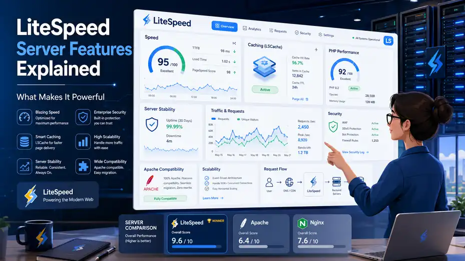 An informative illustration about LiteSpeed Server Features Explained: What Makes It Powerful