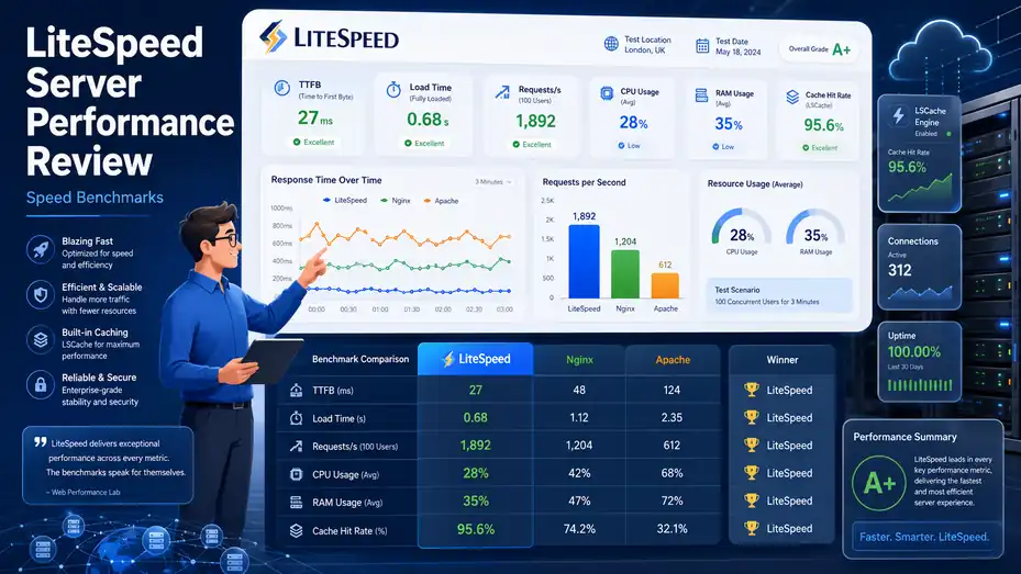 An informative illustration about LiteSpeed Server Performance Review: Speed Benchmarks