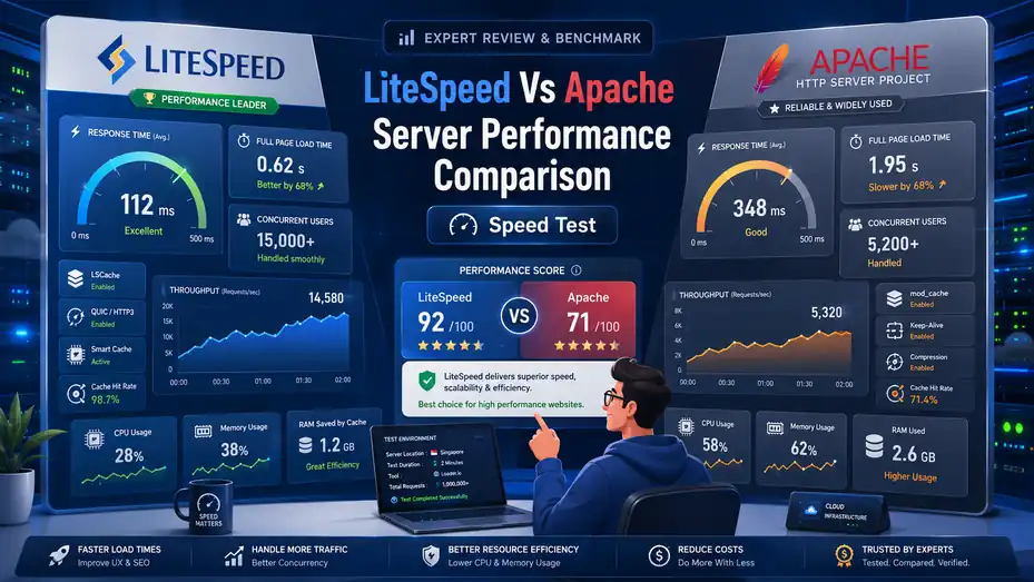 An informative illustration about LiteSpeed Vs Apache Server Performance Comparison: Speed Test