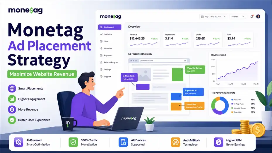 An informative illustration about Monetag Ad Placement Strategy Maximize Website Revenue