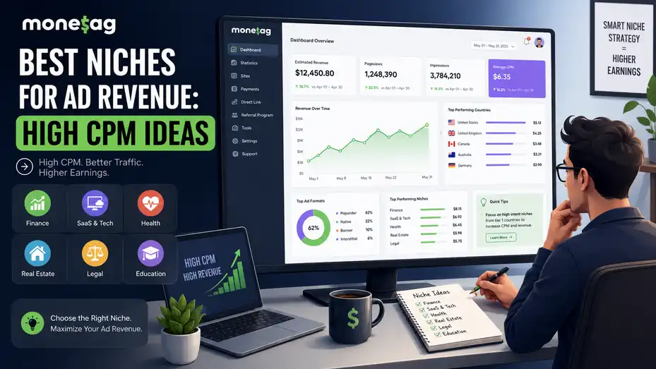 An informative illustration about Monetag Best Niches For Ad Revenue: High CPM Ideas