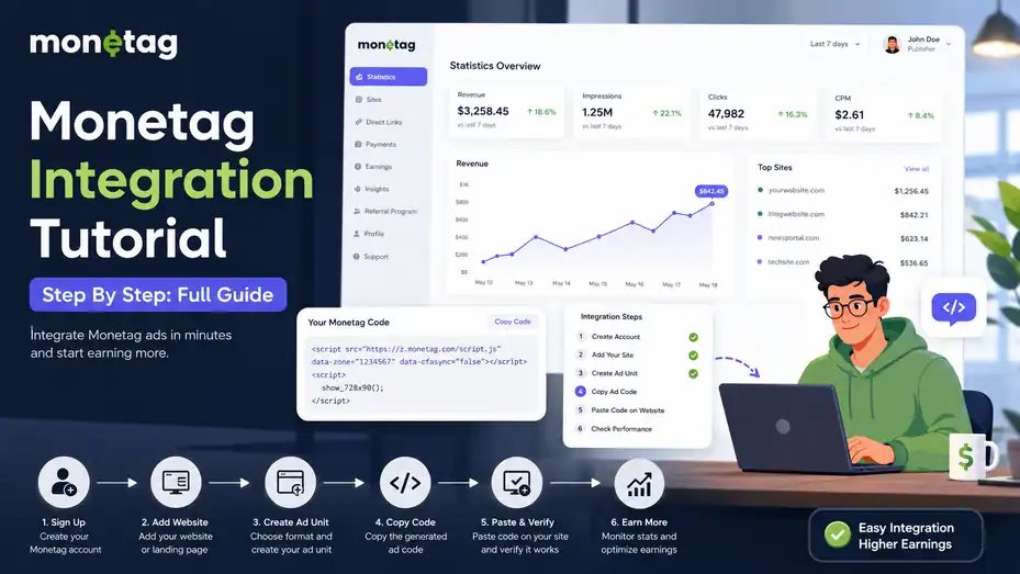 An informative illustration about Monetag Integration Tutorial Step By Step: Full Guide