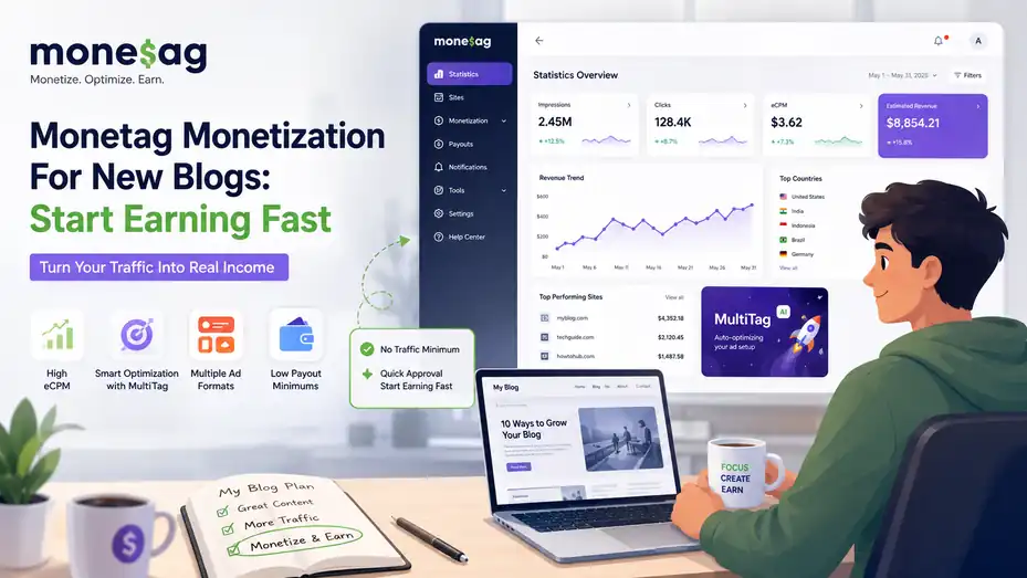 An informative illustration about Monetag Monetization For New Blogs Start Earning Fast