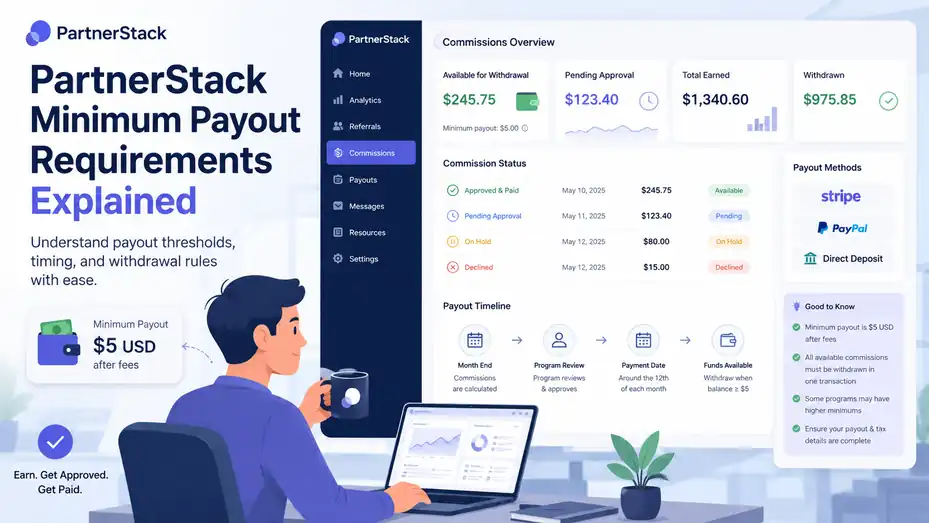 An informative illustration about PartnerStack Minimum Payout Requirements Explained
