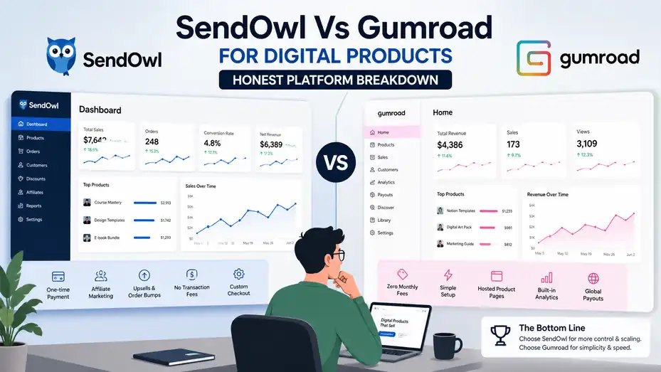 An informative illustration about SendOwl Vs Gumroad For Digital Products: Honest Platform Breakdown
