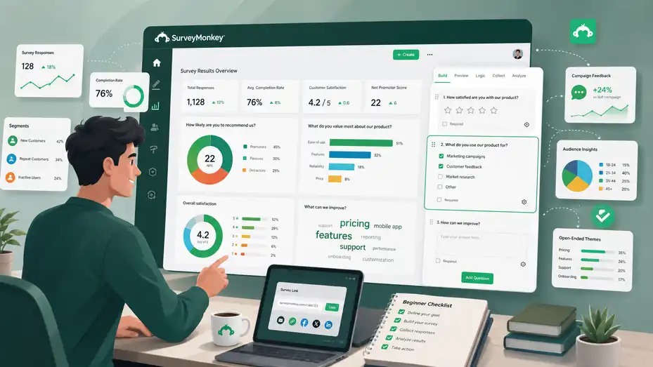 An informative illustration about SurveyMonkey Beginner Guide For Marketers Who Want Better Campaign Data