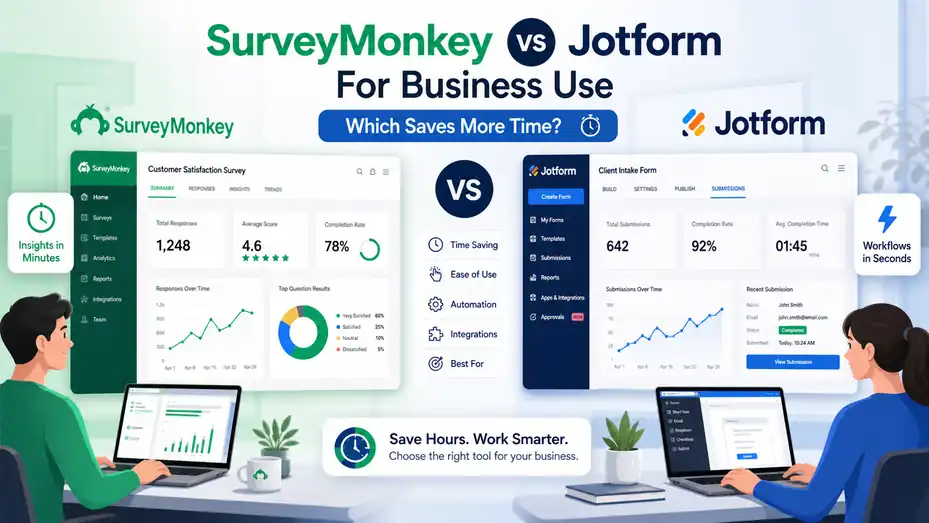 An informative illustration about Surveymonkey Vs Jotform For Business Use: Which Saves More Time?
