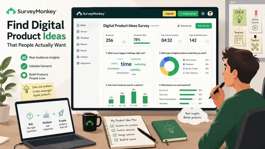 An informative illustration about Using SurveyMonkey For Digital Product Ideas That People Actually Want