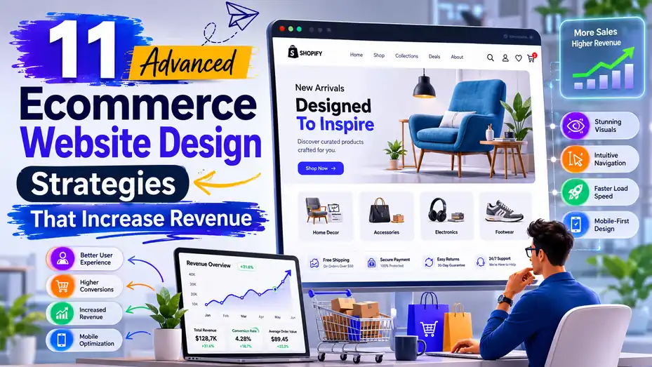 An informative illustration about 11 Advanced Ecommerce Website Design Strategies That Increase Revenue