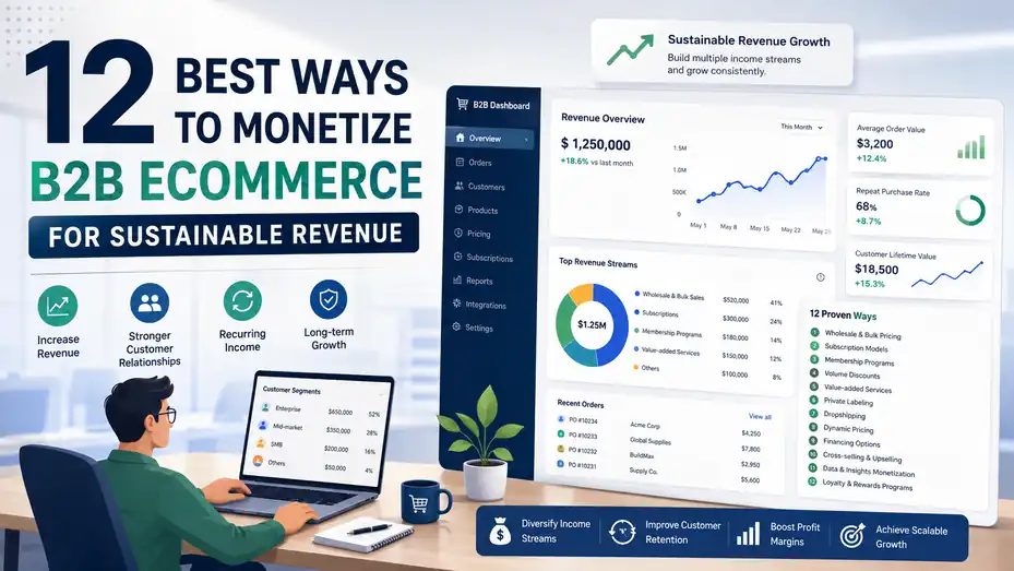 An informative illustration about 12 Best Ways to Monetize B2B Ecommerce for Sustainable Revenue