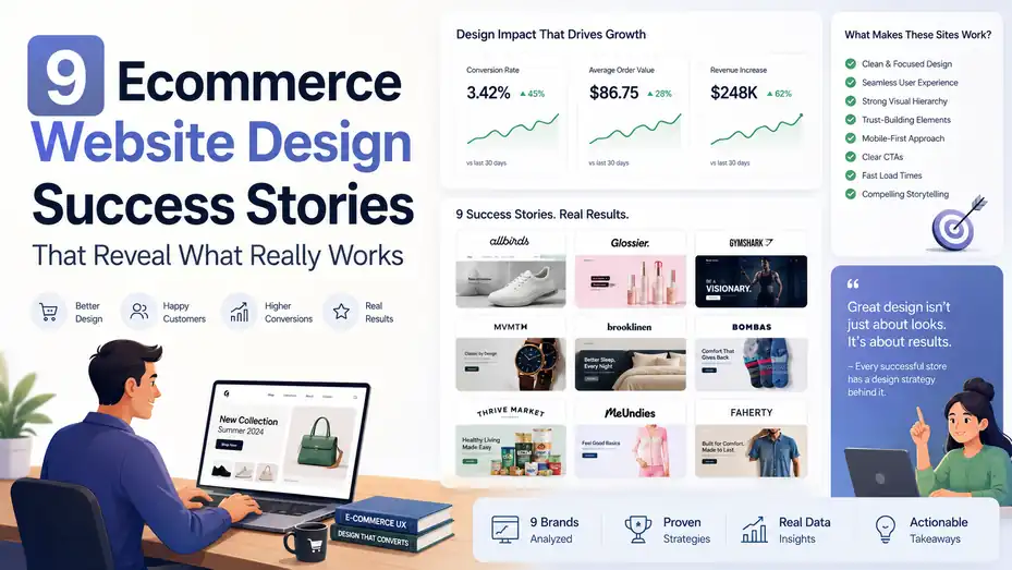 An informative illustration about 9 Ecommerce Website Design Success Stories That Reveal What Really Works