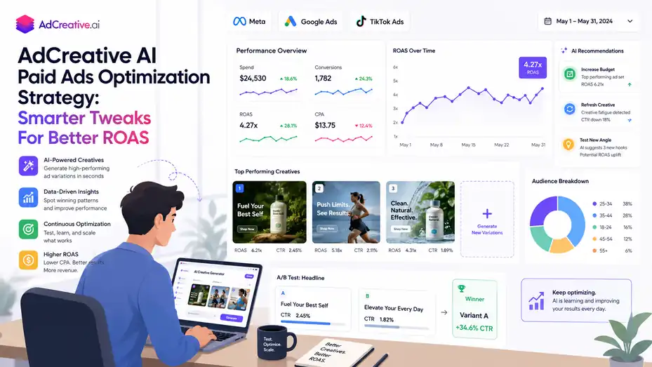 An informative illustration about AdCreative AI Paid Ads Optimization Strategy: Smarter Tweaks For Better ROAS