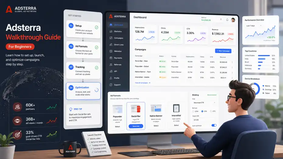An informative illustration about Adsterra Platform Walkthrough Guide For Beginners