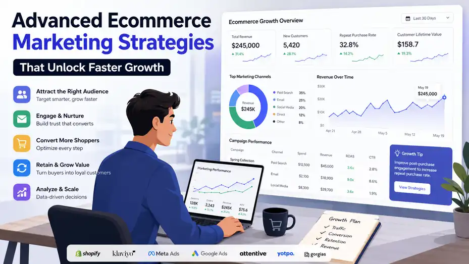 An informative illustration about Advanced Ecommerce Marketing Strategies That Unlock Faster Growth