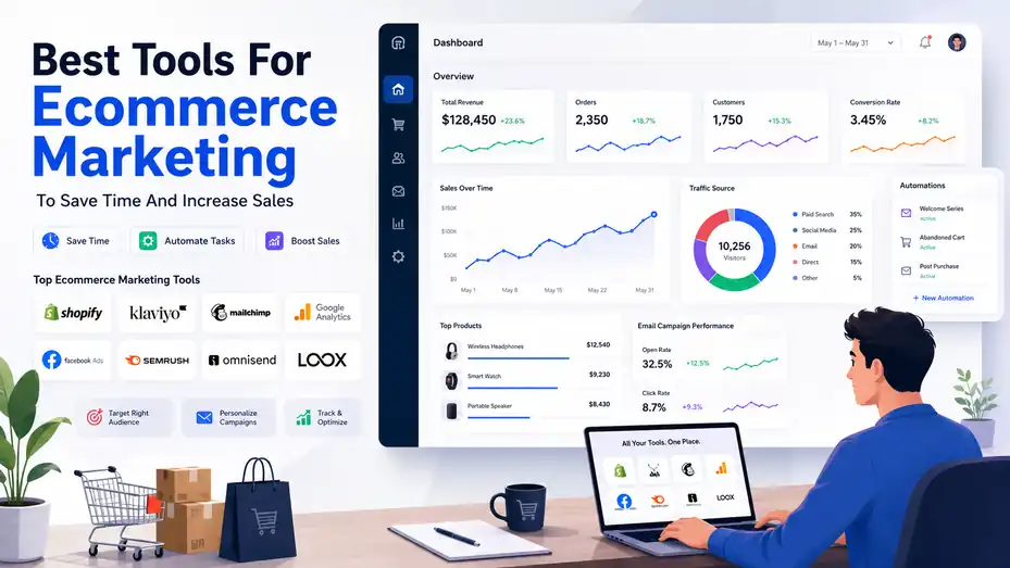 An informative illustration about Best Tools For Ecommerce Marketing To Save Time And Increase Sales