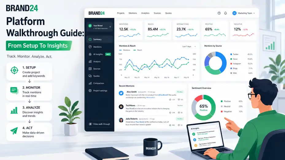 An informative illustration about Brand24 Platform Walkthrough Guide: From Setup To Insights