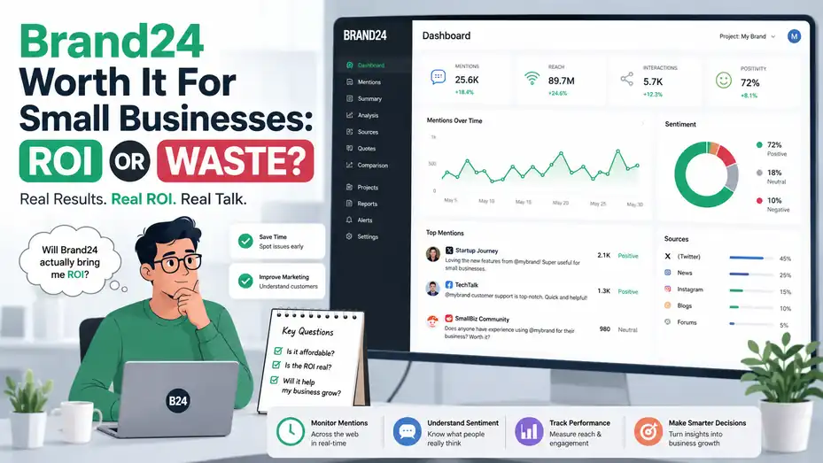 An informative illustration about Brand24 Worth It For Small Businesses: ROI Or Waste
