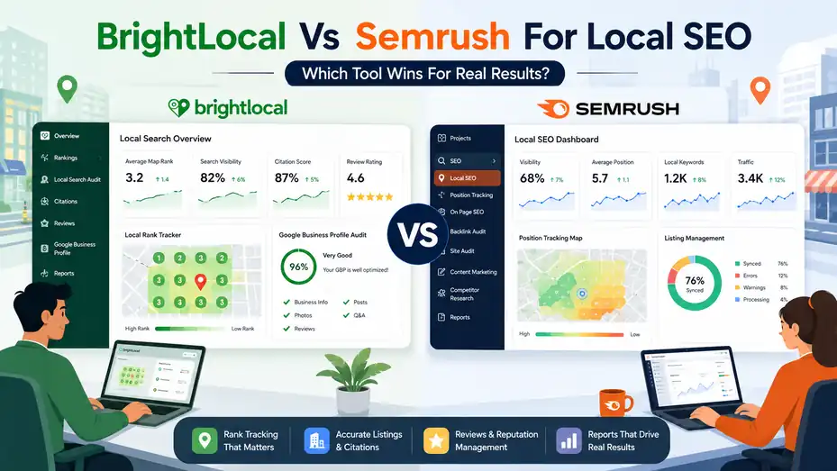 An informative illustration about BrightLocal Vs Semrush For Local SEO: Which Tool Wins For Real Results?