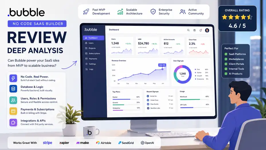An informative illustration about Bubble No Code SaaS Builder Review: Deep Analysis