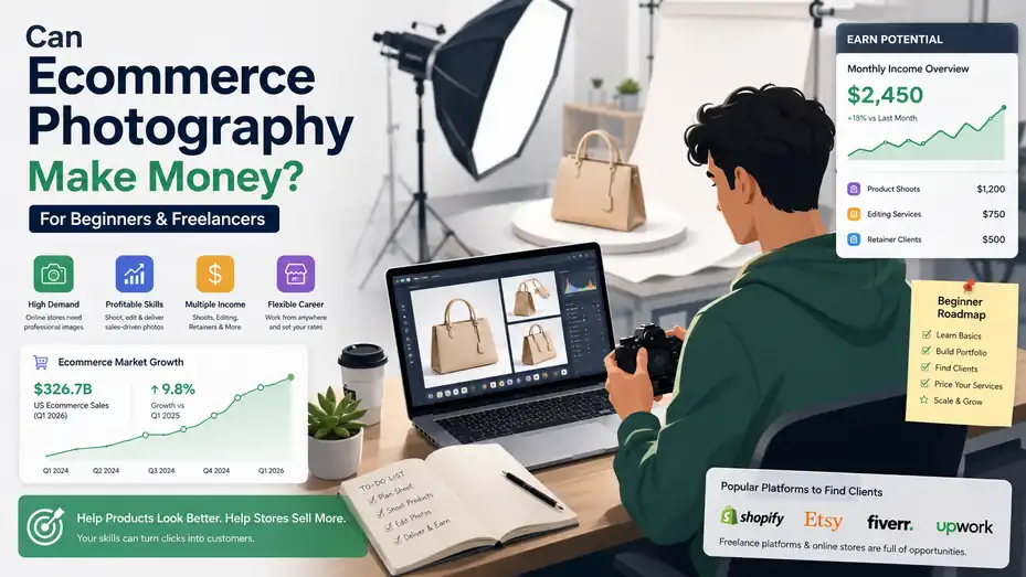 An informative illustration about Can Ecommerce Photography Make Money for Beginners and Freelancers?