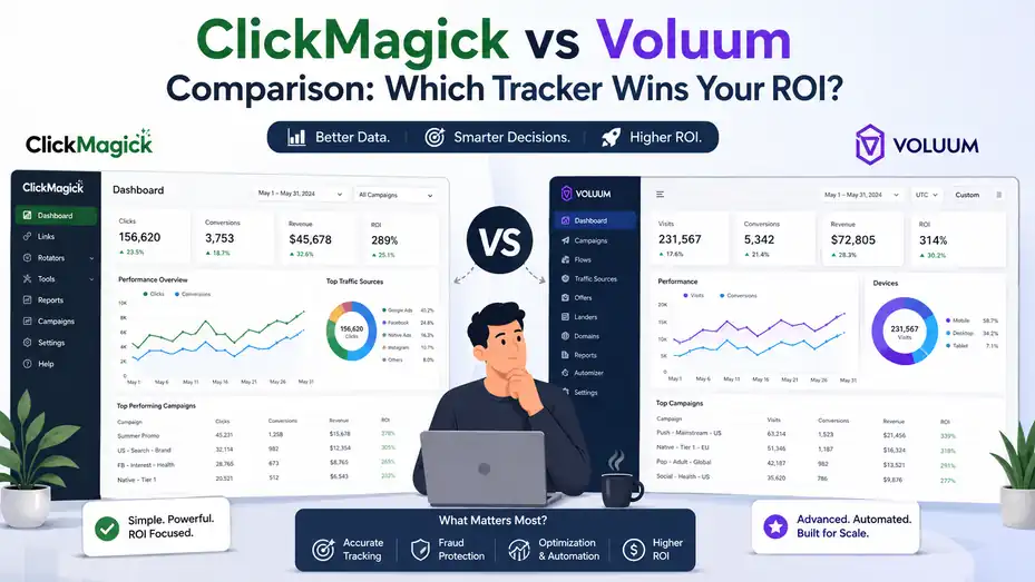 An informative illustration about ClickMagick vs Voluum Comparison: Which Tracker Wins Your ROI?