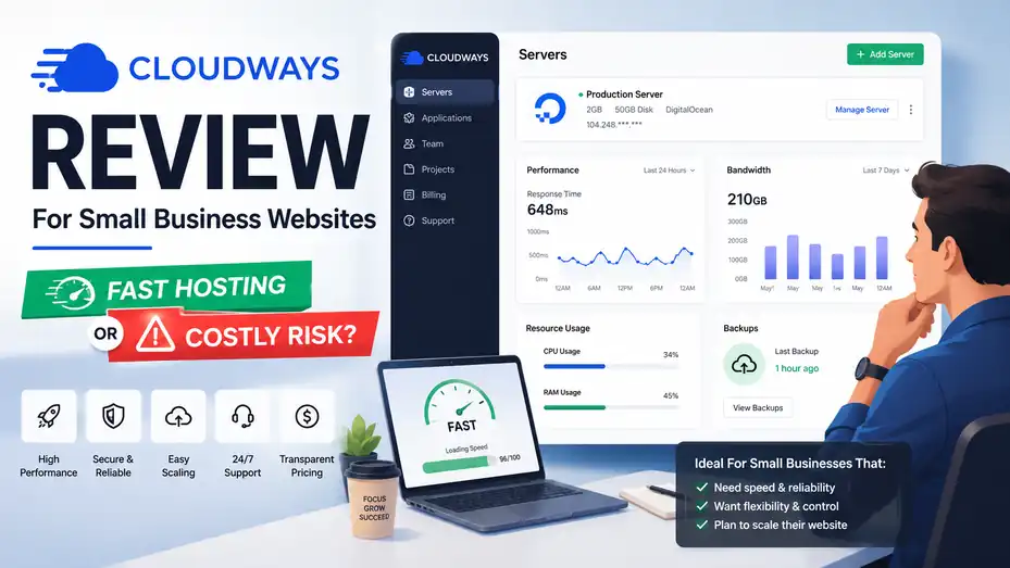 An informative illustration about Cloudways Review For Small Business Websites: Fast Hosting Or Costly Risk?