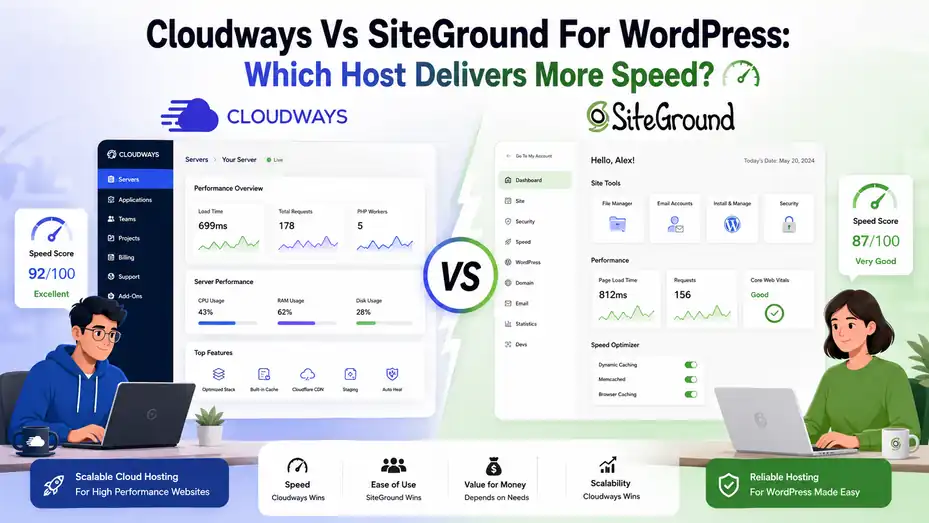An informative illustration about Cloudways Vs SiteGround For WordPress Which Host Delivers More Speed