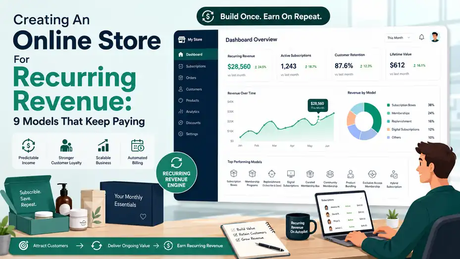 An informative illustration about Creating An Online Store For Recurring Revenue: 9 Models That Keep Paying