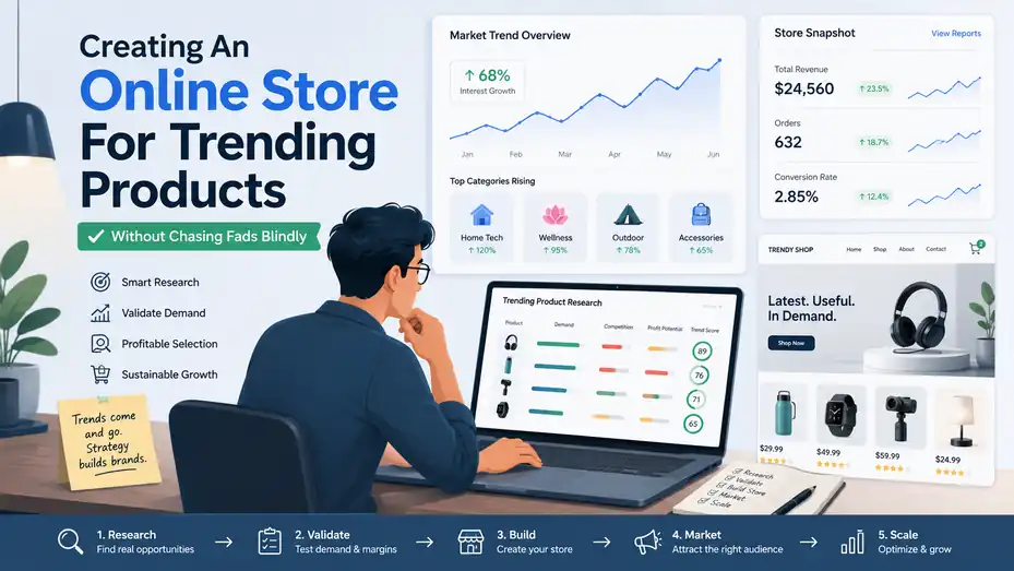 An informative illustration about Creating An Online Store For Trending Products Without Chasing Fads Blindly