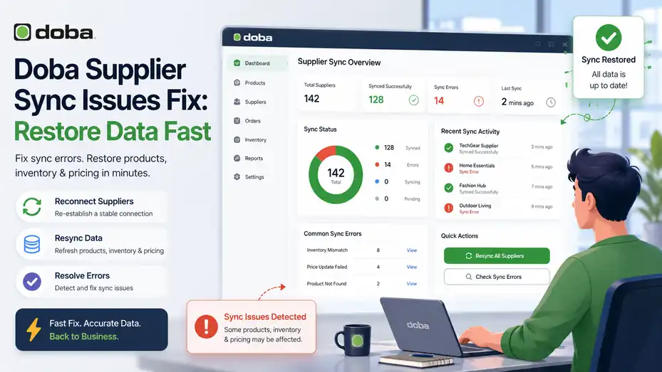 An informative illustration about Doba Supplier Sync Issues Fix: Restore Data Fast