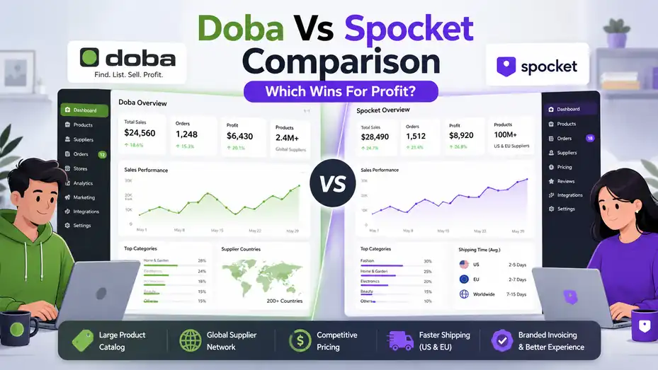 An informative illustration about Doba Vs Spocket Comparison: Which Wins For Profit?