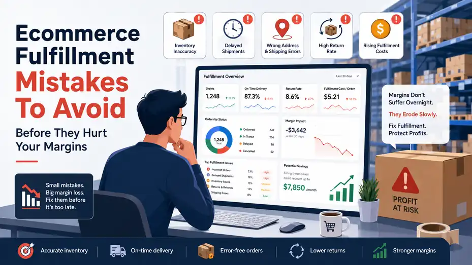 An informative illustration about Ecommerce Fulfillment Mistakes To Avoid Before They Hurt Your Margins