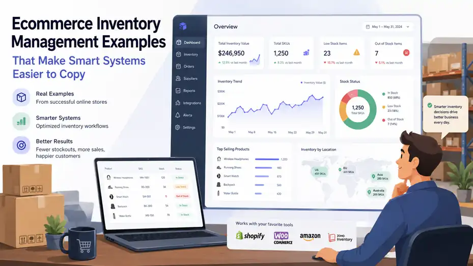 An informative illustration about Ecommerce Inventory Management Examples That Make Smart Systems Easier to Copy