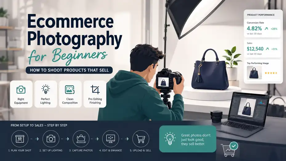 An informative illustration about Ecommerce Photography for Beginners: How To Shoot Products That Sell