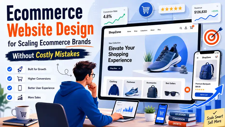 An informative illustration about Ecommerce Website Design for Scaling Ecommerce Brands Without Costly Mistakes