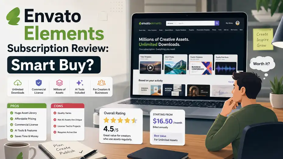 An informative illustration about Envato Elements Subscription Review: Smart Buy?