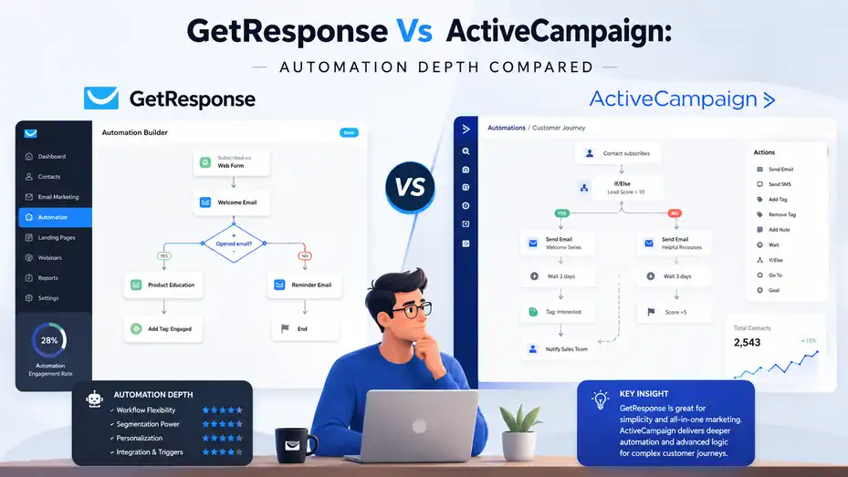 An informative illustration about GetResponse Vs ActiveCampaign: Automation Depth Compared
