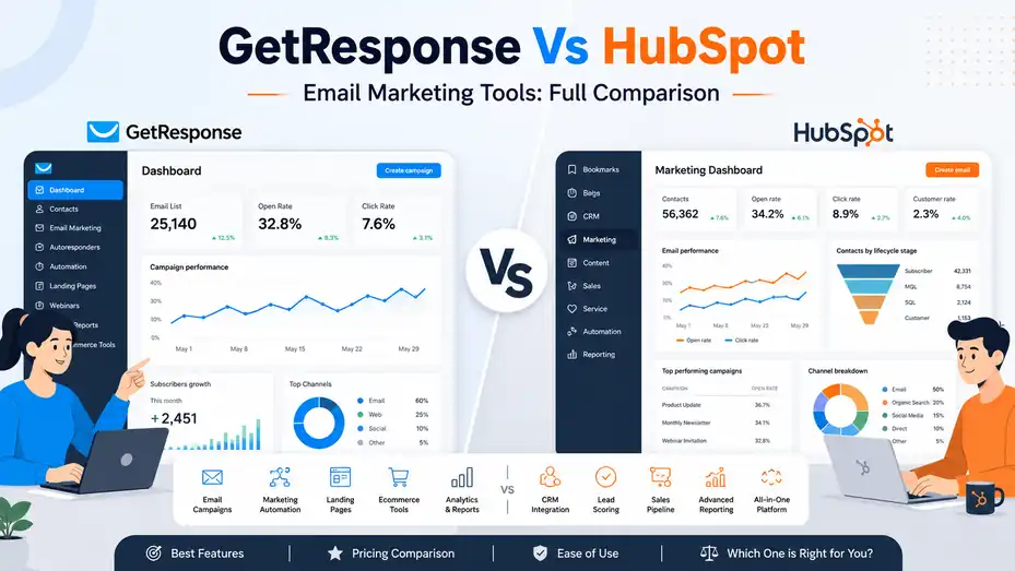 An informative illustration aboutgetresponse vs hubspot email marketing tools comparison