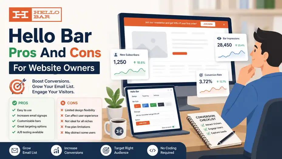 An informative illustration about Hello Bar Pros And Cons For Website Owners